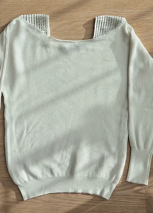 Pull fin / Haut femme blanc manches longues avec strass aux épaules lolaliza taille 36, marca: LolaLiza, estado: Muy bueno, tamaño: S / 36 / 8, 2,99 €, 3,84 € Protección al comprador incluida