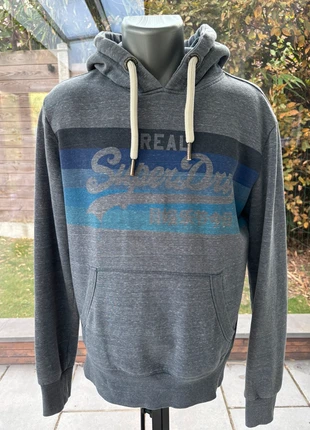 Pull sweat à capuche homme Superdry 55% coton gris bleu chiné très bon état M, merk: Superdry, staat: Heel goed, maat: M, € 26,00, € 28,00 inclusief Kopersbescherming Pro