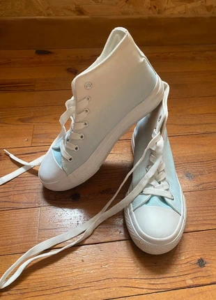 Basket toile été à lacets bleu et blanc - Très bon état, condition: Very good, size: 38, €6.00, €7.00 includes Buyer Protection