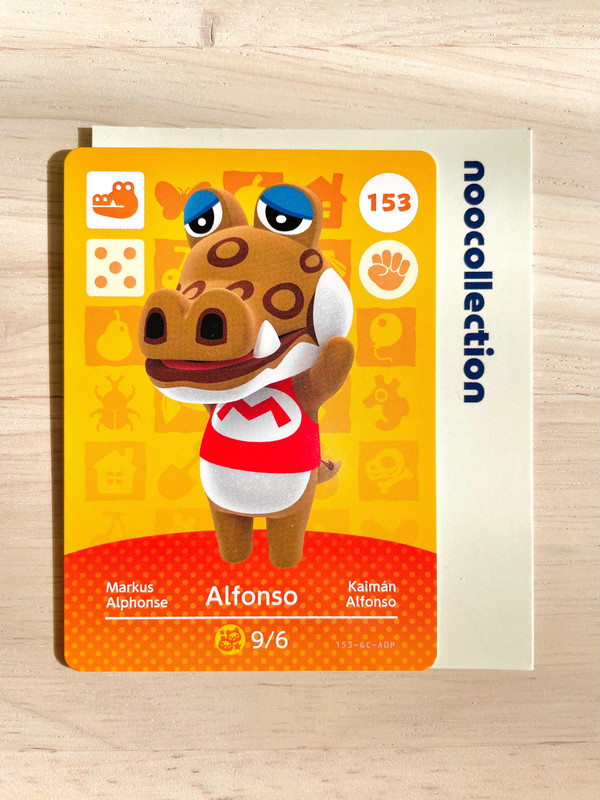 Carte Animal Crossing amiibo officielle Série 2 Alphonse Alfonso 153