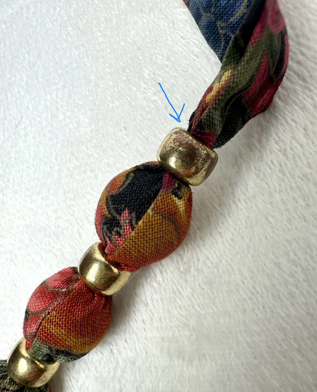 Vintage 1980s Fabric-Covered Beaded Necklace 5