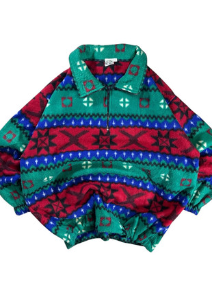 Polaire vintage à motif 1/4 zippé - rétro 80/90/00’ - L oversize, marca: Vintage Dressing, estado: Muito bom, tamanho: L, €34.00, €36.40 inclui Proteção do Comprador Pro