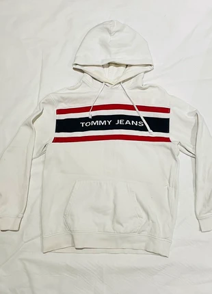 Hoodies/ sweat à capuche blanc Tommy jeans taille M logo brodé, merk: Tommy Jeans, staat: Veelgebruikt, maat: M, € 5,00, € 5,95 inclusief Kopersbescherming