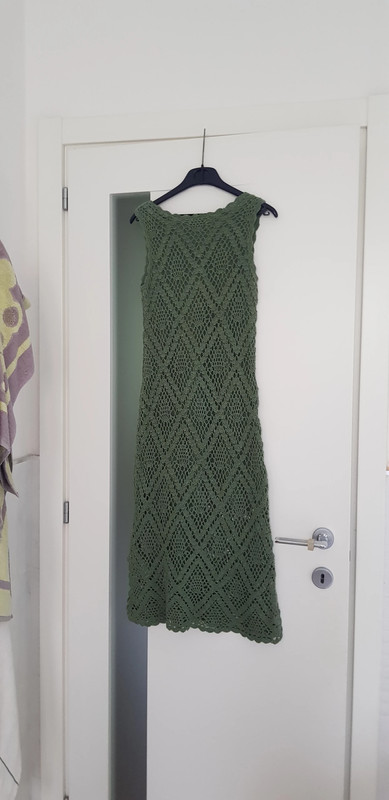 Abito M verde tricot y90s misto setaRobe en mélange de soie des années 90 en tricot vert M 2