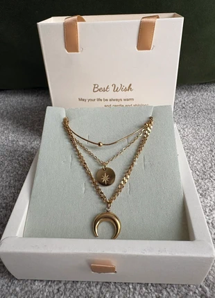 18k gold plated 3 layer crescent moon and shine pendant necklace new in gift box, condition: New without tags, £10.99, £12.24 includes Buyer Protection