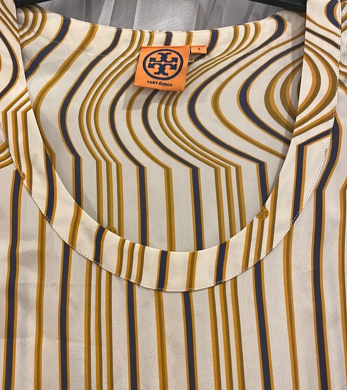 Tory Burch Adora Shore Khaki Stripes Silk Mini Dress Size 4 3