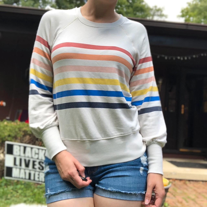 Sundry Retro Rainbow Stripe Sweatshirt, Size Medium 1