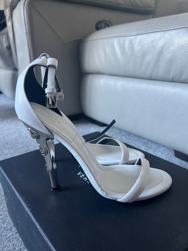 Versus Versace Vitello white and silver heels