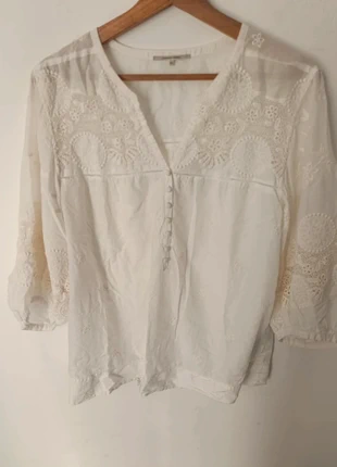 Blouse Gérard Darel – Broderies délicates, chic bohème blanc, brand: Gerard Darel, condition: Very good, size: XL / 42 / 14, €32.00, €34.30 includes Buyer Protection