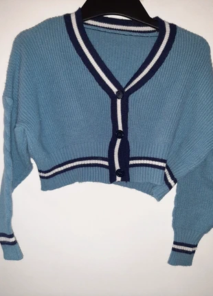 Pull cardigan bleu shein, merk: Shein, staat: Heel goed, maat: Universeel, € 3,00, € 3,85 inclusief Kopersbescherming