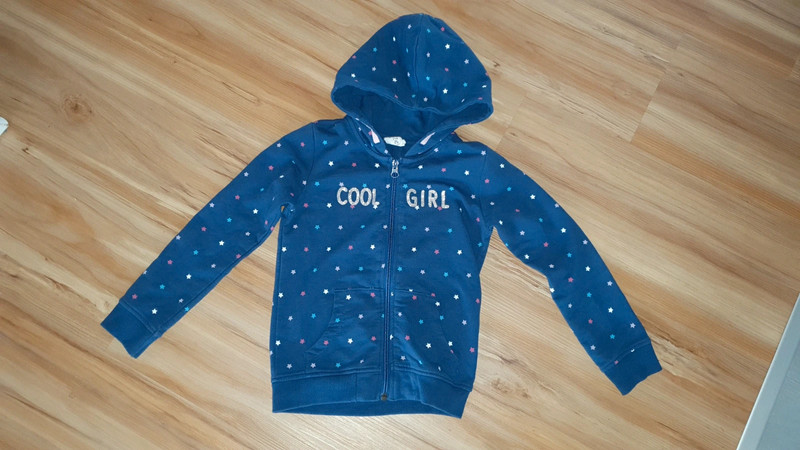 Sweatjacke blau Sterne bunt glitzer Silber Mädchen Pulli Gr. 116 Poco Piano 1