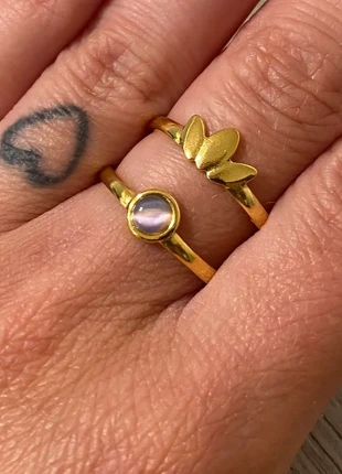 Bague ajustable doré double rangs fleurs pierre lilas acier inoxydable, brand: Tendance, condizioni: Ottime, taglia: Regolabile, €8.00, €9.10 include la Protezione acquisti Pro