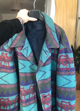 Bunter warmer Mantel mit Mustern und 1/3 Wollanteil, brand: Vintage, condizioni: Ottime, taglia: L / IT 44 / EU 40, €38.00, €40.60 include la Protezione acquisti