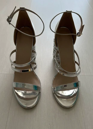 Sandales à talon - argenté / pailleté - 40 - ASOS , marque: ASOS, état: Neuf avec étiquette, taille: 40, 12,00 €, 13,30 € Protection acheteurs incluse