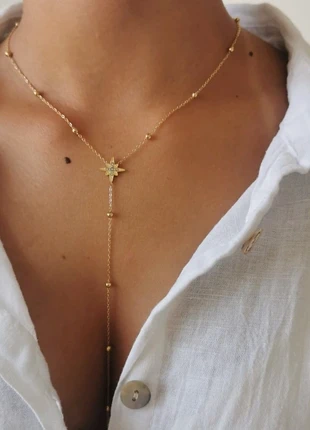 Collier étoile long doré en acier inoxydable, estado: Novo sem etiquetas, €12.00, €13.30 inclui Proteção do Comprador