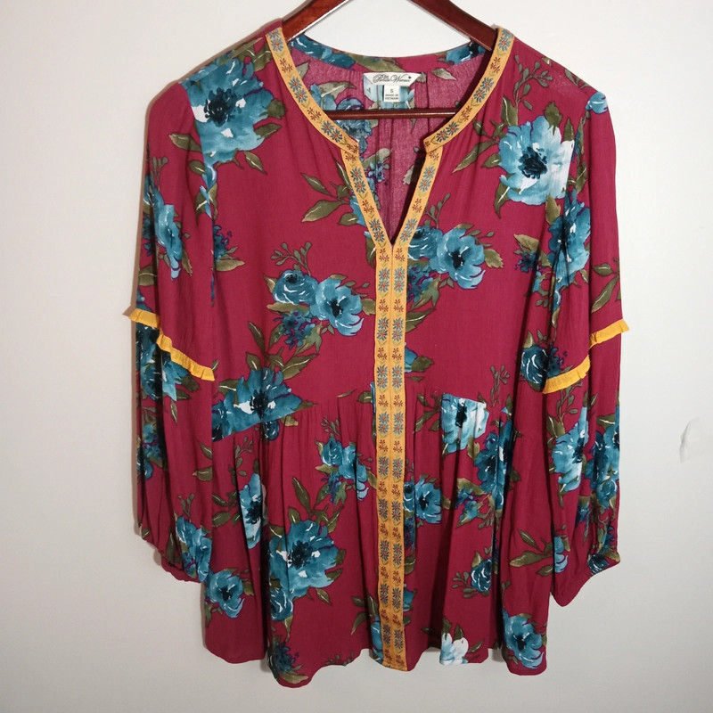 Pioneer Woman Peasant Boho Floral Tunic Size S 1