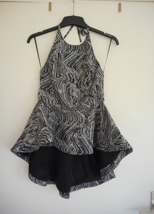 Haut dos nu à basque asymétrique peplum zébré noir/blanc Mexx T 36/S NEUF, brand: Mexx, condition: New with tags, size: S / 36 / 8, €25.00, €26.95 includes Buyer Protection