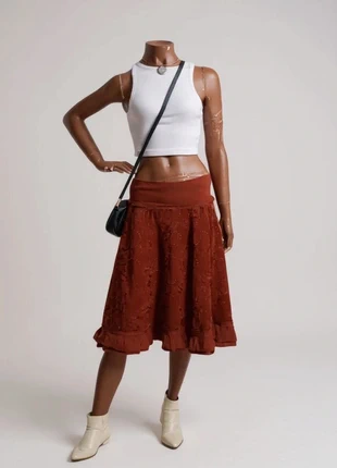 Falda boho vintage mujer tela melocotón años 80 made in italy, marca: Vintage Dressing, estado: Muito bom, tamanho: M / 38 / 10, €14.90, €16.35 inclui Proteção do Comprador