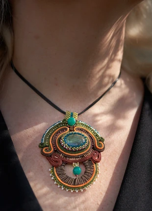 Pendant, neckles  with labradorite, brand: Lolibes, condition: New without tags, £35.00, £37.45 includes Buyer Protection