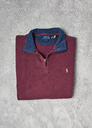 1/4 zip / Half Zip / Pull col camionneur Ralph Lauren bordeaux, logo brodé, taille XL hommes, marca: Ralph Lauren, estado: Muito bom, tamanho: XL, €45.00, €47.95 inclui Proteção do Comprador