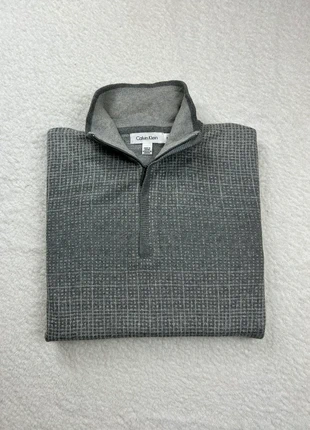 Pull Quarter Zip Calvin Klein Col Zippé - Motif Carreaux Gris Chiné - Taille S, brand: Calvin Klein, condizioni: Buone, taglia: S, €6.00, €7.00 include la Protezione acquisti