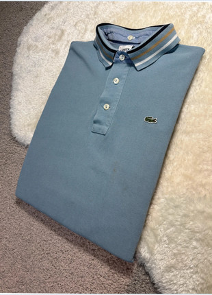 Polo Lacoste bleu clair à col rayé 355N, marque: Lacoste, état: Satisfaisant, taille: L, 14,99 €, 16,44 € Protection acheteurs (Pro) incluse