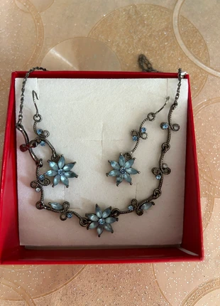 parure collier + boucle d'oreilles pendantes bleu, condition: Very good, €4.50, €5.43 includes Buyer Protection