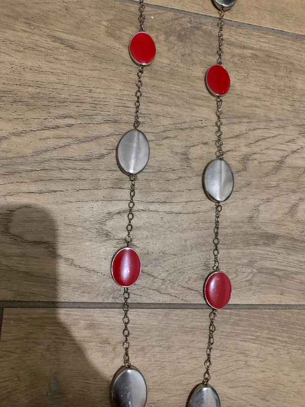 Collana, rossa/ argento 3