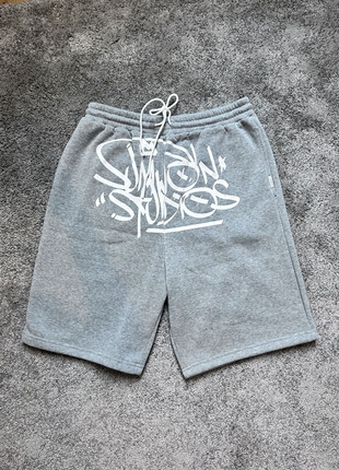 Short gris en coton décontracté avec écritures blanches – Taille S, marque: y2k, état: Neuf sans étiquette, taille: S, 35,00 €, 37,45 € Protection acheteurs incluse