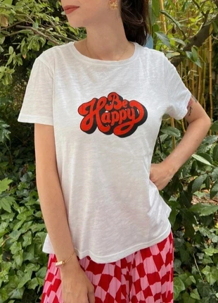 Tee-shirt blanc Be Happy Ange, marca: An'ge, estado: Muy bueno, tamaño: Talla única, 10,00 €, 11,20 € Protección al comprador incluida