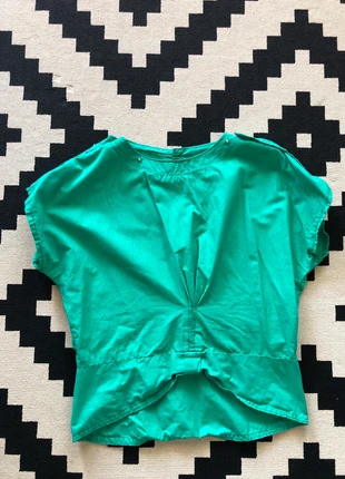 Haut Blouse vintage verte, crop /taillée, merk: Vintage, staat: Heel goed, maat: M / 38 / 10, € 7,00, € 8,05 inclusief Kopersbescherming