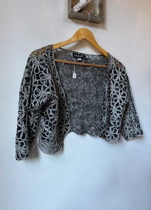 Womens vintage y2k grey/black floral bolero pull on size 14, brand: Vintage Dressing, condition: Very good, size: XL / UK 20-22, £8.00, £9.10 includes Buyer Protection