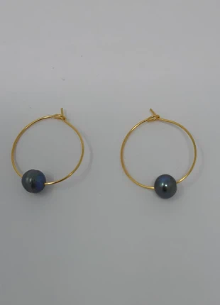 Créoles avec perles naturelles irrégulières, brand: Boutique Parisienne, condition: New without tags, €13.00, €14.35 includes Buyer Protection