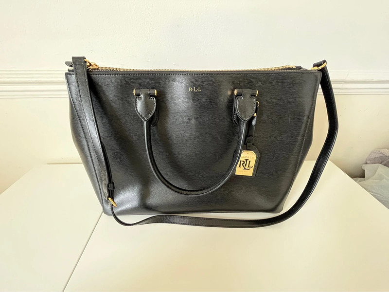 Ralph lauren leather discount double zip handbag