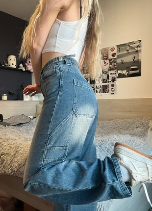 Dark blue wash carpenter balloon fit jeans, brand: Bershka, condition: New without tags, size: XS / 6, £20.00, £21.70 includes Buyer Protection