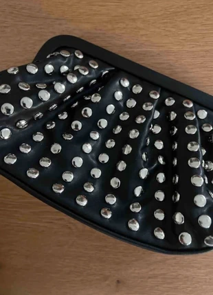 Black leather studded clutch bag, brand: Vintage Love, condition: Very good, €45.00, €47.95 includes Buyer Protection