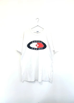T-shirt Vintage Y2K "Canada/Québec" Gildan Blanc - 100% Coton, brand: Gildan, condizioni: Ottime, taglia: XXL, €7.99, €9.09 include la Protezione acquisti