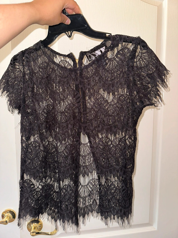 Sexy black lace city girl blouse zippered shirt 4