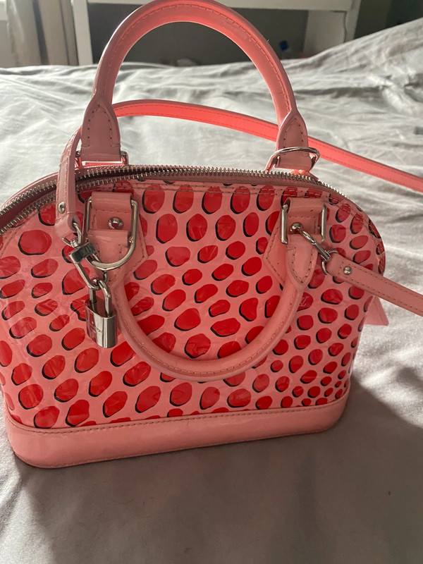 Louis Vuitton, Bags, Euc Louis Vuitton Pink Red Vernis Jungle Dots Alma Bb