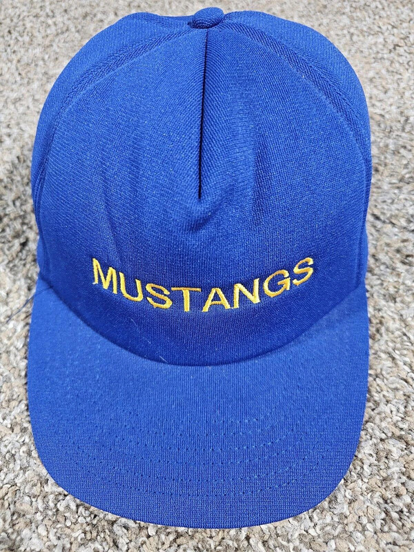 Vintage Crown Snapback Hat Blue Mustangs Made In Usa 2