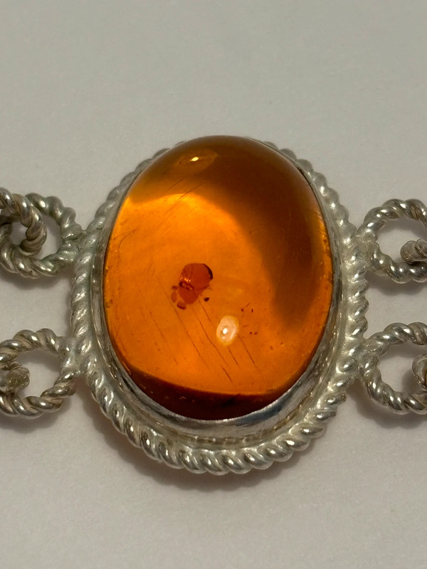 Silver Amber Cabochons Bracelet 7-3/4” 5