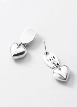 💗S925 Sterling Silver 3D Heart Earrings, Minimalist Oval Stud Dangle Drop Jewelry for Women, condition: Very good, £3.20, £4.06 includes Buyer Protection Pro