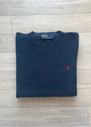 Pull Ralph Lauren col rond logo brodé couleur bleu marine signe rouge taille L, marque: Ralph Lauren, état: Très bon état, taille: L, 42,00 €, 44,80 € Protection acheteurs incluse