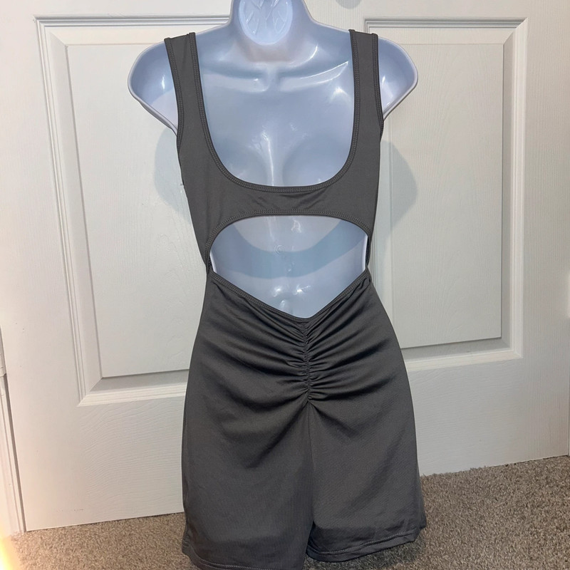 Gray Cut Out Romper Jumpsuit 2