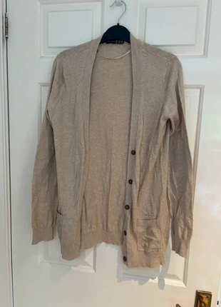 Beige cardigan with elbow patches and coloured stitching, brand: Primark, condition: Good, size: M / UK 12-14, £3.50, £4.38 includes Buyer Protection