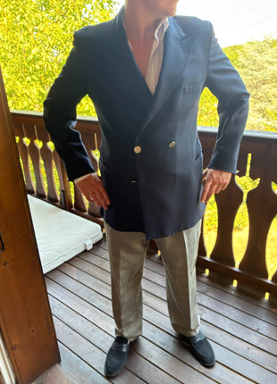 Veste/Blazer de Costume Croisé Bleu Marine - 100% Laine froide - Taille 50 ou L, marque: Old England, état: Bon état, taille: L / 40 / 12, 31,00 €, 33,25 € Protection acheteurs incluse