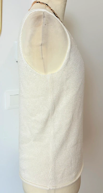 Joli top sans manches blanc tricot Taille L Bristol - photo numéro 3