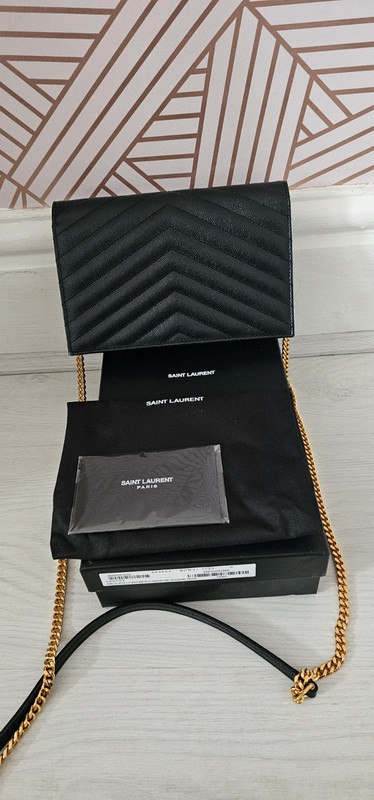 Saint laurent small wallet on chain hotsell