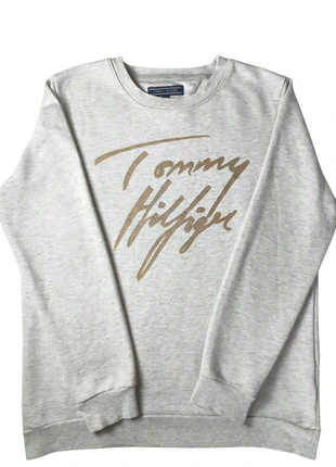 Sweat Tommy Hilfiger gris logo signature – femme – Taille L, marque: Tommy Hilfiger, état: Très bon état, taille: L / 40 / 12, 10,00 €, 11,20 € Protection acheteurs incluse