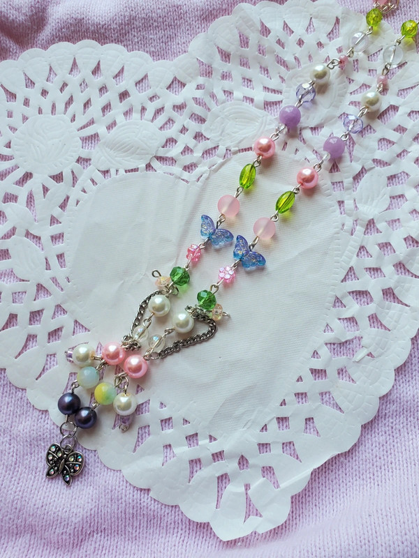 Fairycore butterfly beaded colorful necklace 3